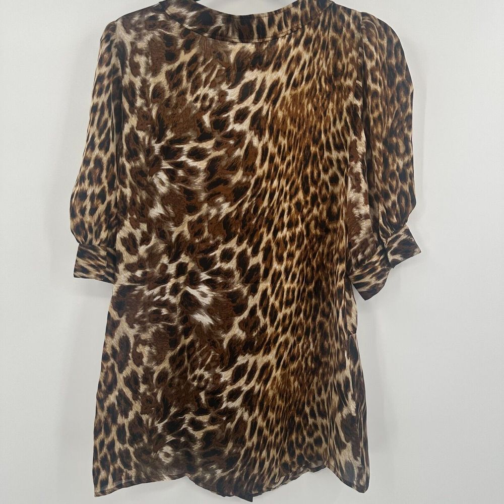 Alberto Makali Tunic Top Womens M Multi Animal Print Sequin Placket Button Front - Picture 6 of 9
